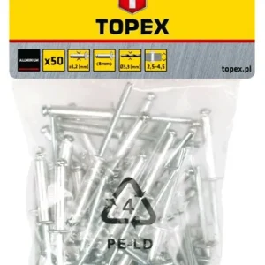 Nity aluminiowe 4.0 x 12.5 mm, 50 szt.43E403 TOPEX Dodaj do koszyka